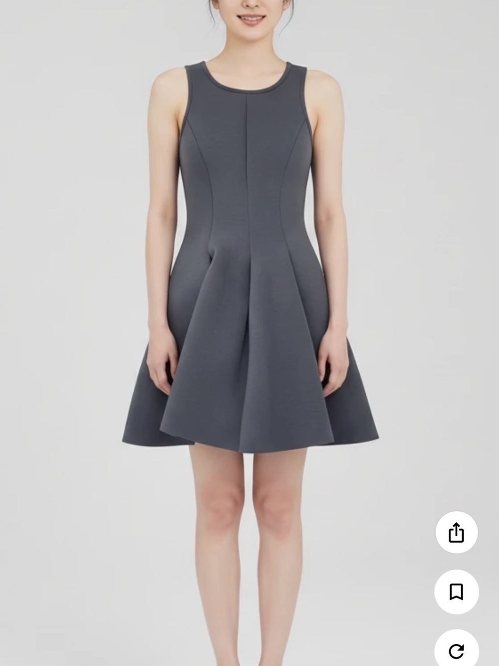 Sleeveless Fit-and-Flare Dress in Charcoal Gray